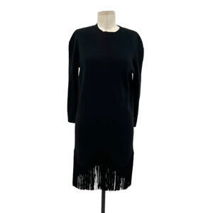 Timo Weiland Black Merino Wool Fringe Hem Sweater Dress Size‎ XS